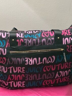 Juicy couture Love Letter duffle. Big juicy tote. Black background